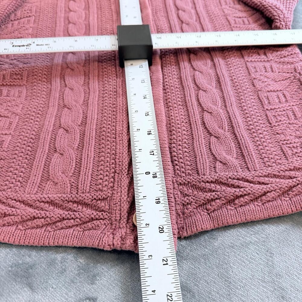 LL Bean Vintage Made in USA Purple Cable Knit Cotton Cardigan Sweater Womens S - Picture 8 of 10